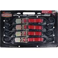 Ratchet Utility Straps, S-Hook, 1" W x 12' L, 500 lbs. (230 kg) Working Load Limit