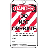 Lockout Tags, Cardstock, 3-1/8" W x 5-7/8" H, English
