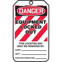 Lockout Tags, Cardstock, 3-1/8" W x 5-7/8" H, English