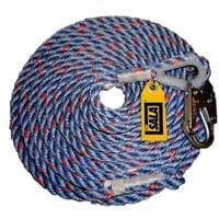 50' Rope Lifeline with Snap Hook, Polyester/Polypropylene