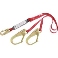 PRO™ Shock Absorbing Lanyards, 6', Rebar Hook Center, Snap Hook Leg Ends, Polyester