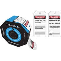 Danger Barricade Tags, Cardstock, 3" W x 6-1/4" H, English