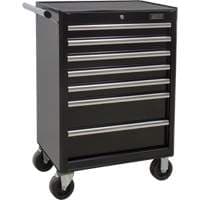 Industrial Tool Cart, 7 Drawers, 27" W x 18-3/4" D x 39" H, Black
